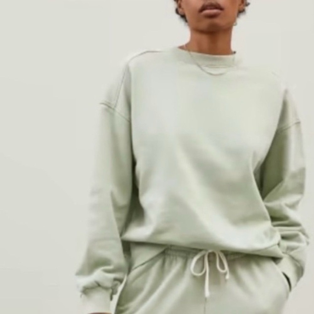 Everlane Track Sweatshirt XXS Light Green Crewneck Pullover Athlesiure Comfort